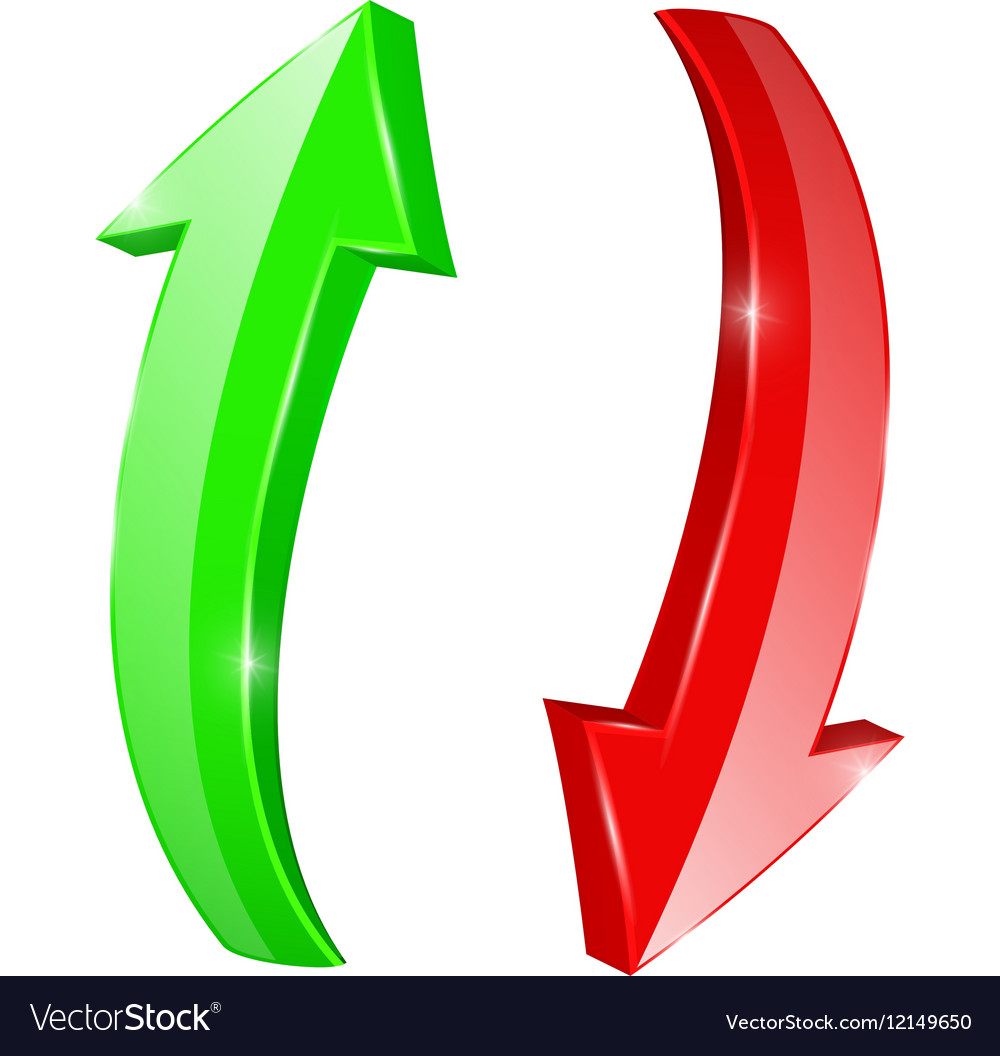 Up and Down arrows Green and red 3d sign.