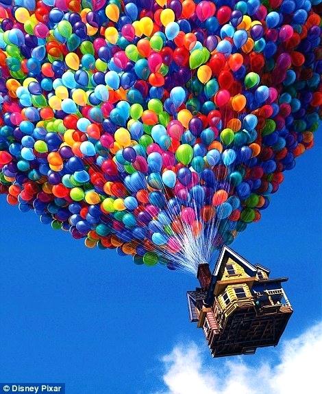 up house with balloons.