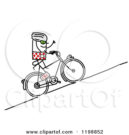 Riding a bike uphill clipart.