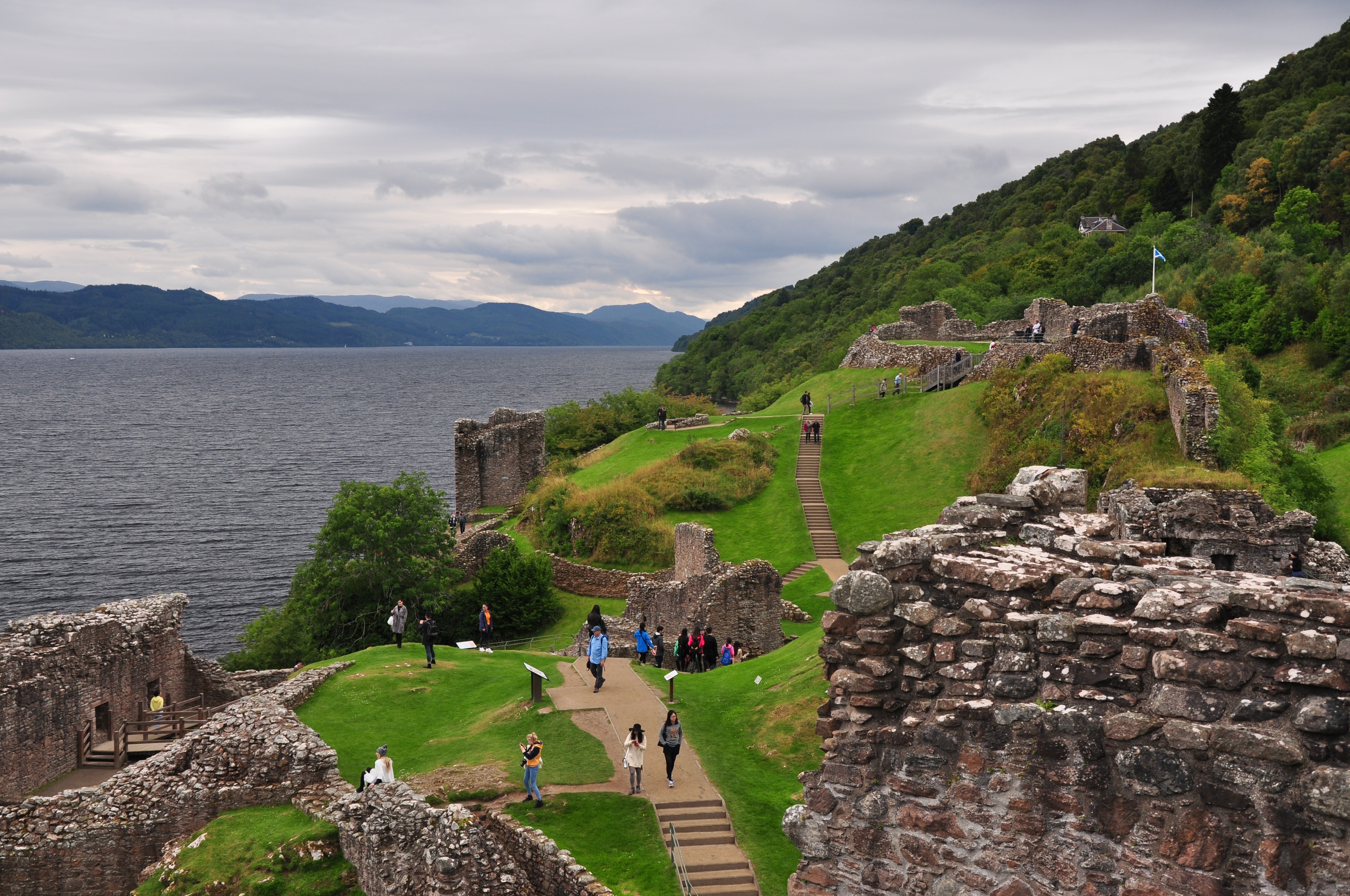 Clouds over Urquhart Castle and the Loch Ness.
