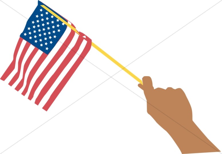 Hand Waving American Flag.