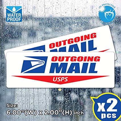AllWeather (Pack of 2) Outgoing Mail Sign Post Office Logo Decal Sticker US  Postal Vinyl Label.