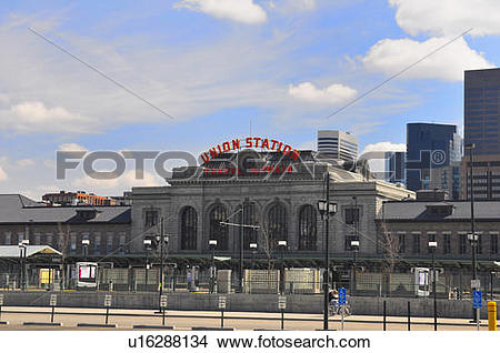 Stock Photo of union train station in lower downtown denver usa.