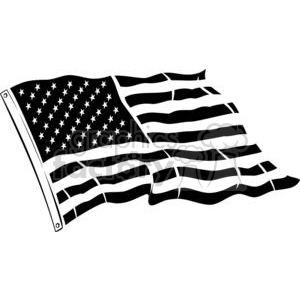 Black and white United States flag clipart. Royalty.