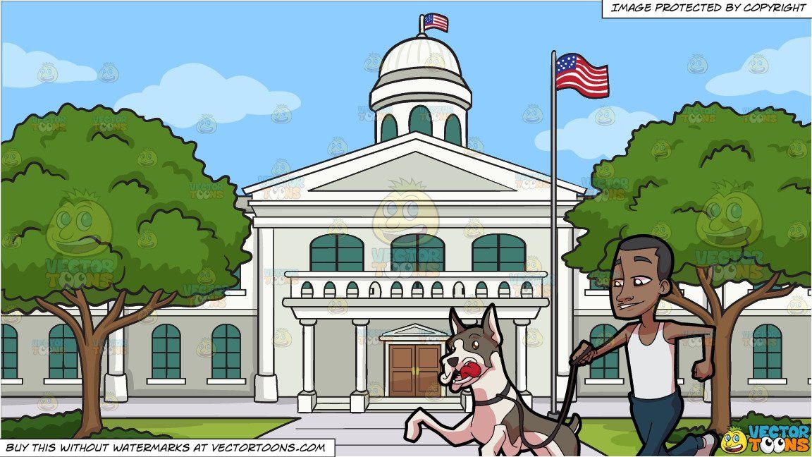 clipart #cartoon A Black Man Running With His Pet Dog and A.