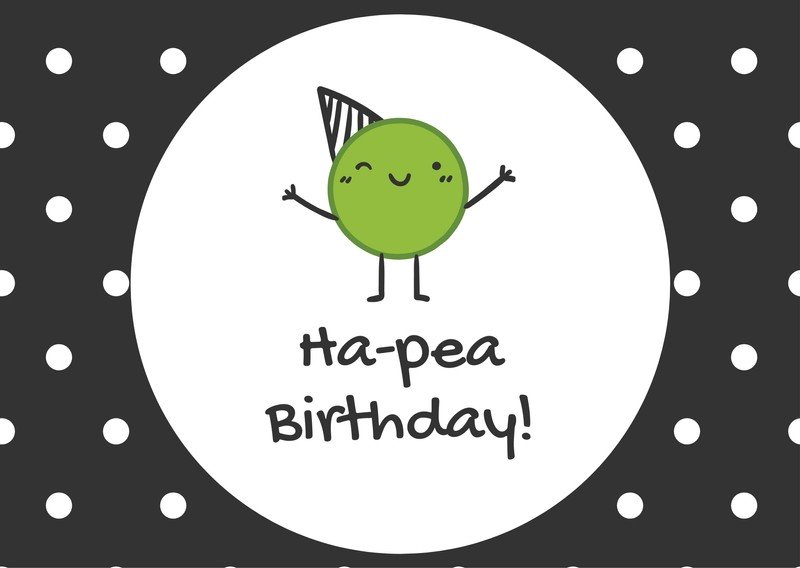 Cute Pea Birthday Card.