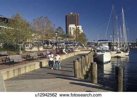 Stock Photo of waterfront, Norfolk, VA, Hampton Roads, Virginia.