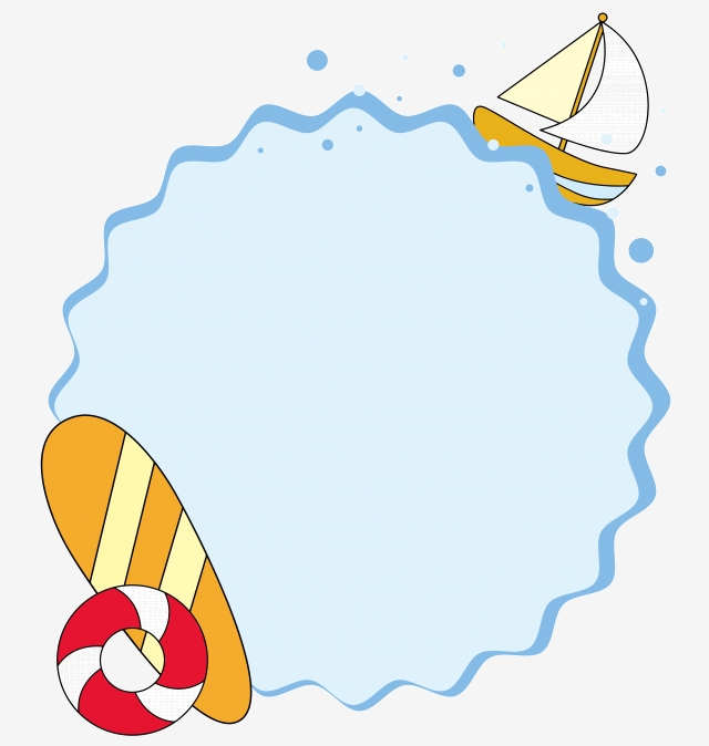 Beach Vacation Summer Refreshing Blue Vector Border, Summer.