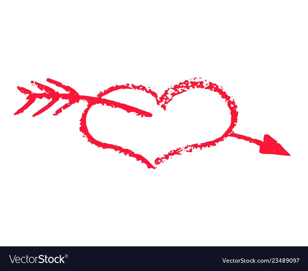 Heart and arrow st valentine day chalk clipart.