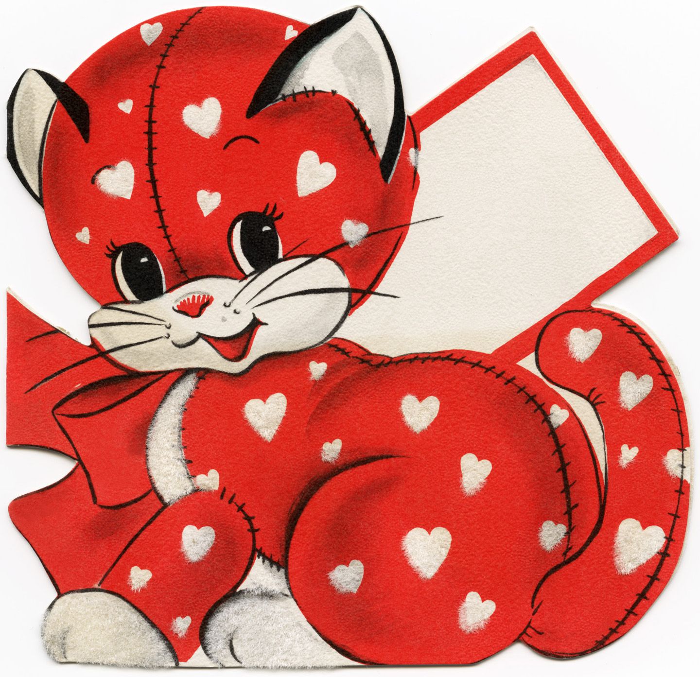 red kitten valentine, vintage valentine clip art, cat with.