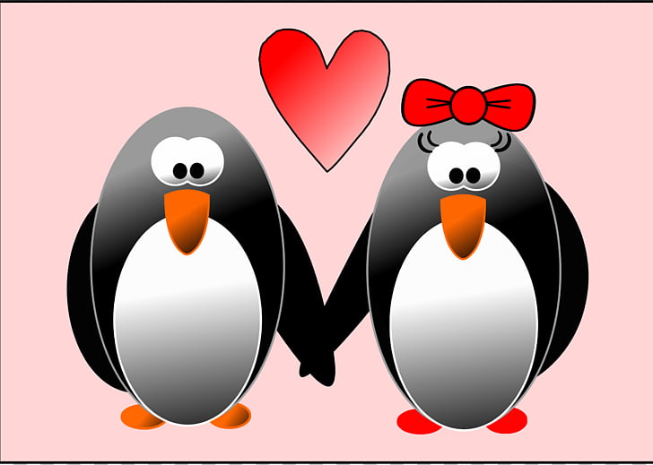Penguin Wedding invitation Valentine\'s Day Heart , Penguin.