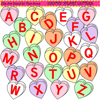 Clip Art Candy Heart Letters.