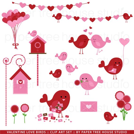 Valentine Clip Art. Valentine Love Birds. Bird Clip Art.