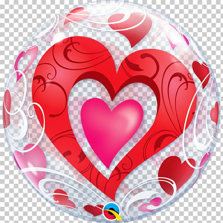 Gas balloon Valentine\'s Day Heart Gift, bubble of love PNG.