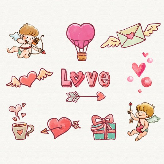 Valentine clipart Love clipart Watercolor Love Clipart.
