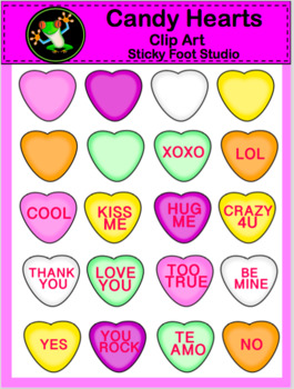 Valentine\'s Day 2D Candy Hearts Clip Art.