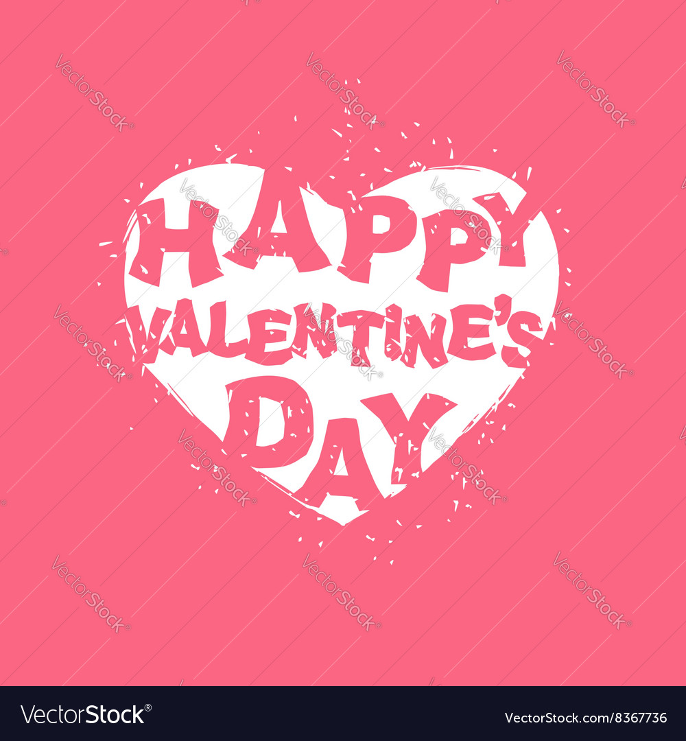 Happy Valentines day logo White heart on pink.