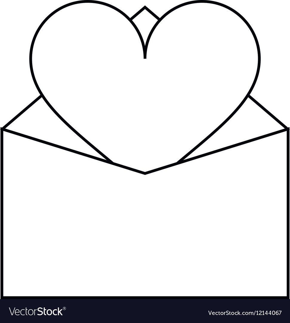 Valentines day romantic mail heart envelope open.