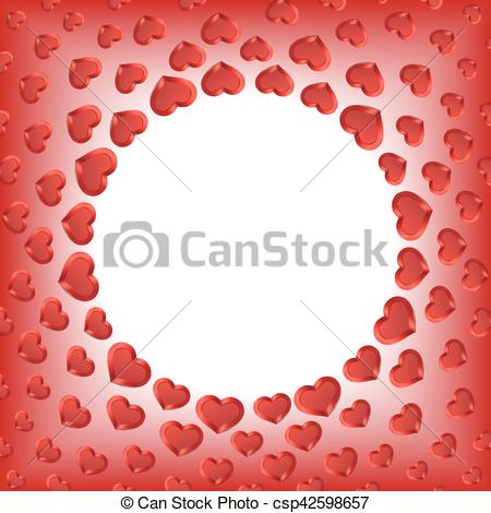 Valentines Day Background. Red Hearts Frame. Vector Frame with Space for  your Text..