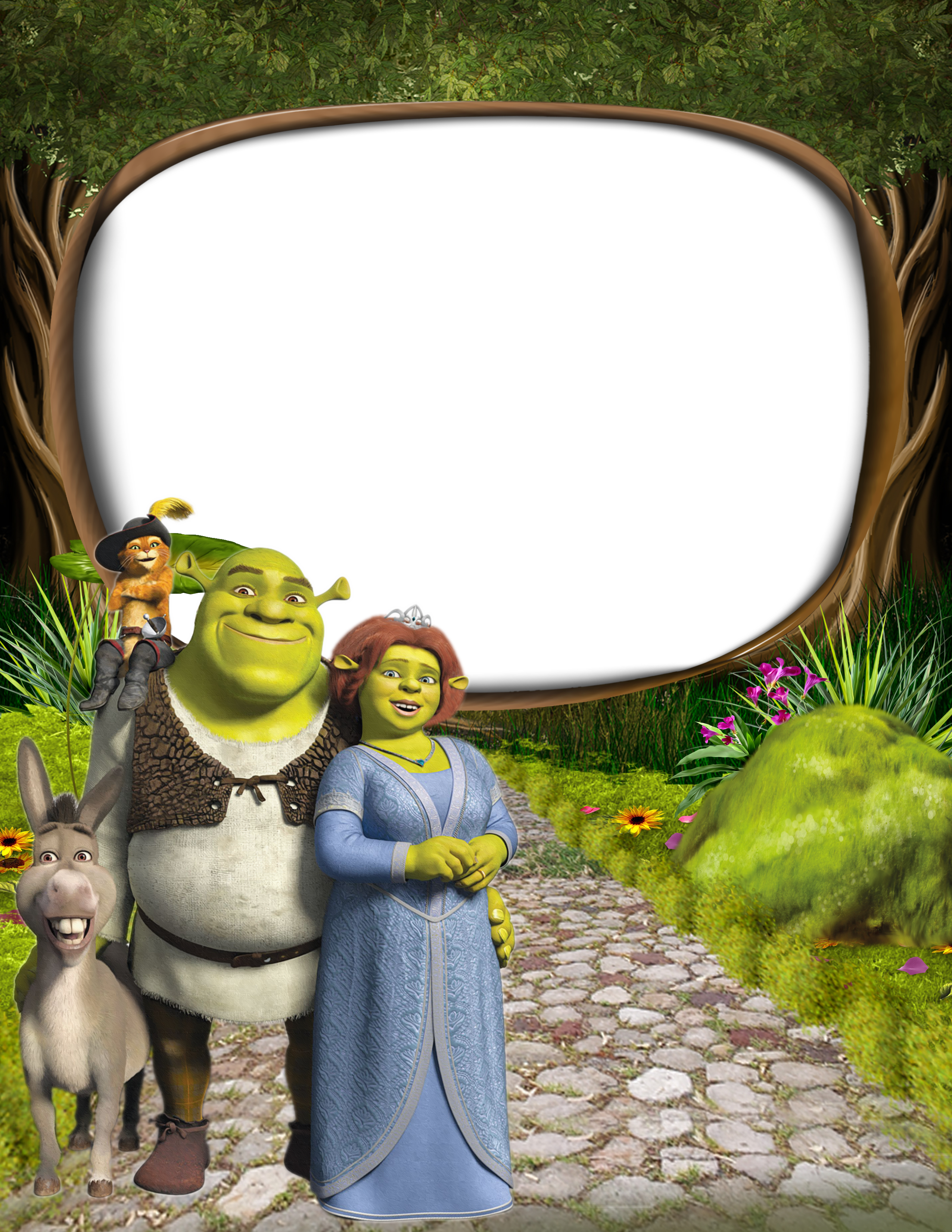 Shrek and Princess Fiona PNG Kids Frame.
