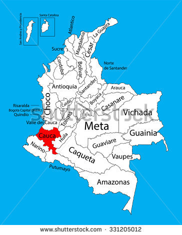 Vector Map Region Valle Del Cauca Stock Vector 331205021.