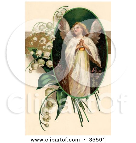 Clipart Illustration of a Young Victorian Easter Angel Carrying A.