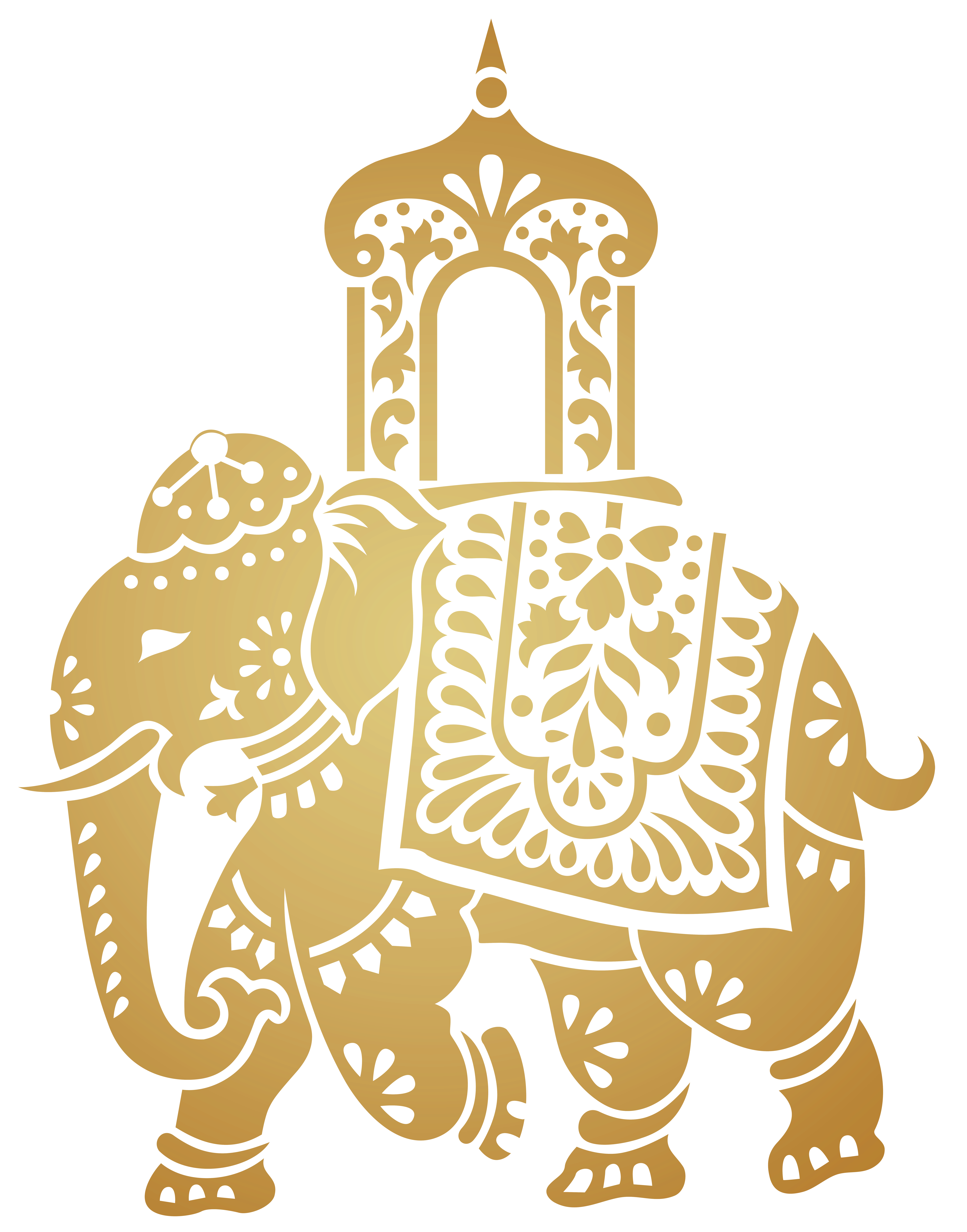 Decorative Indian Elephant Transparent Clip Art Image.