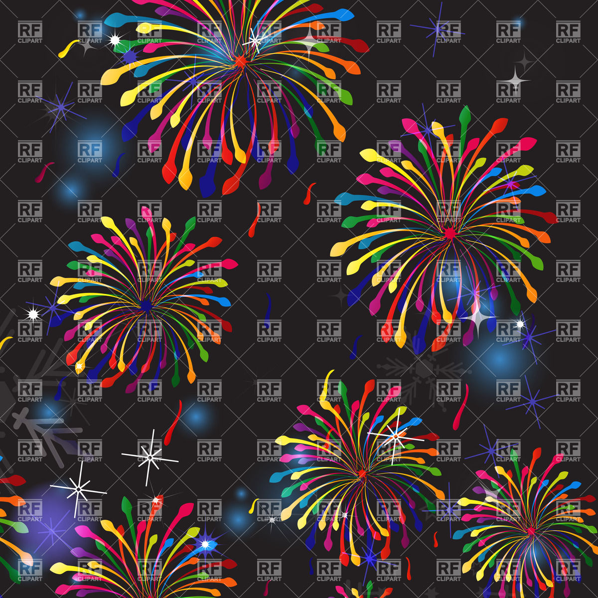 Colorful variegated fireworks Vector Image #23152.