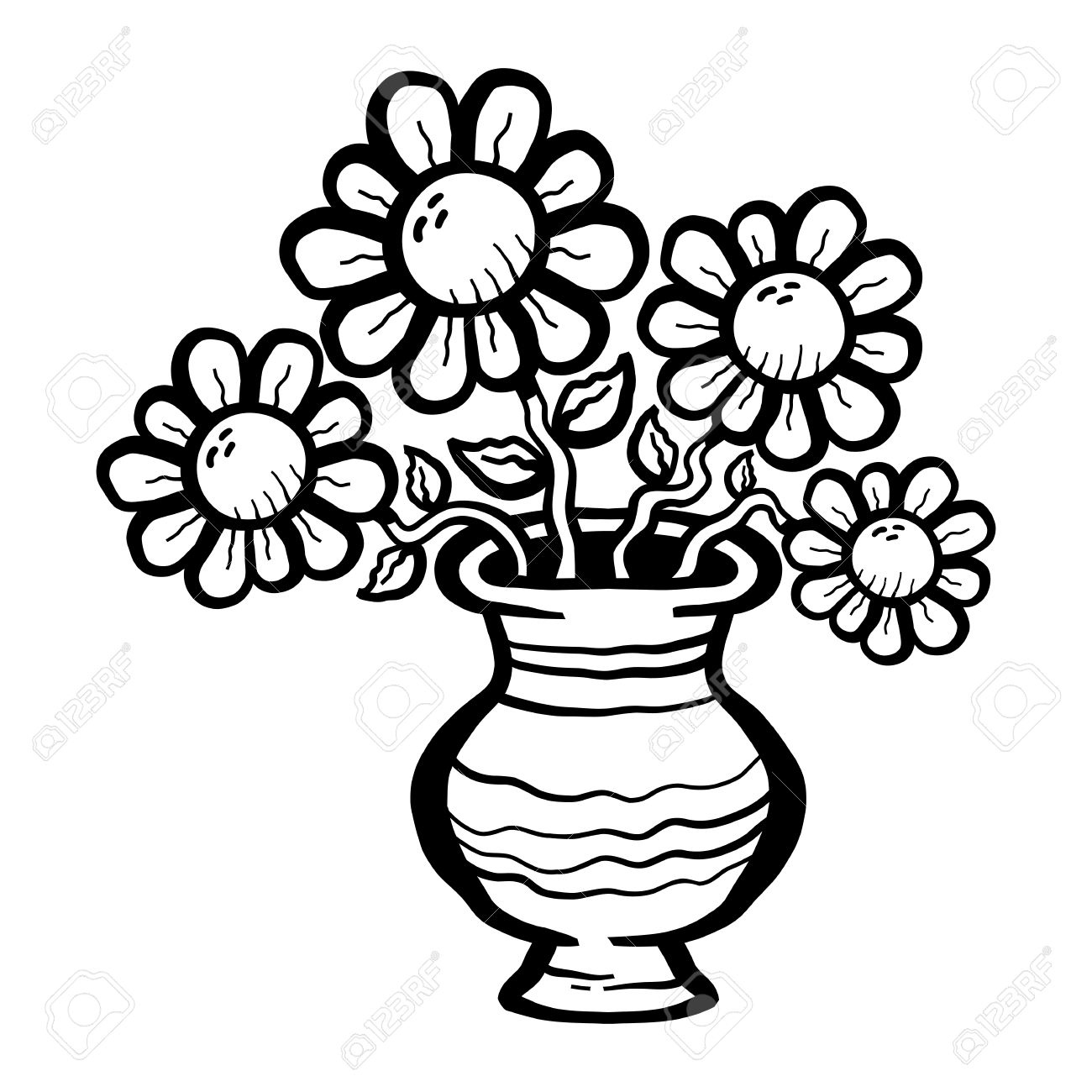 Flower vase clipart black and white Fresh Flower Vase.