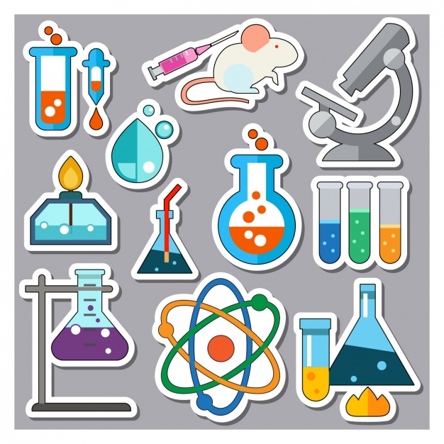 Science elements stickers collection Vector.