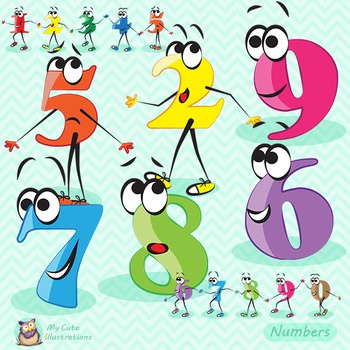 Pretty numbers clipart, clipart commercial use, vector graphics.