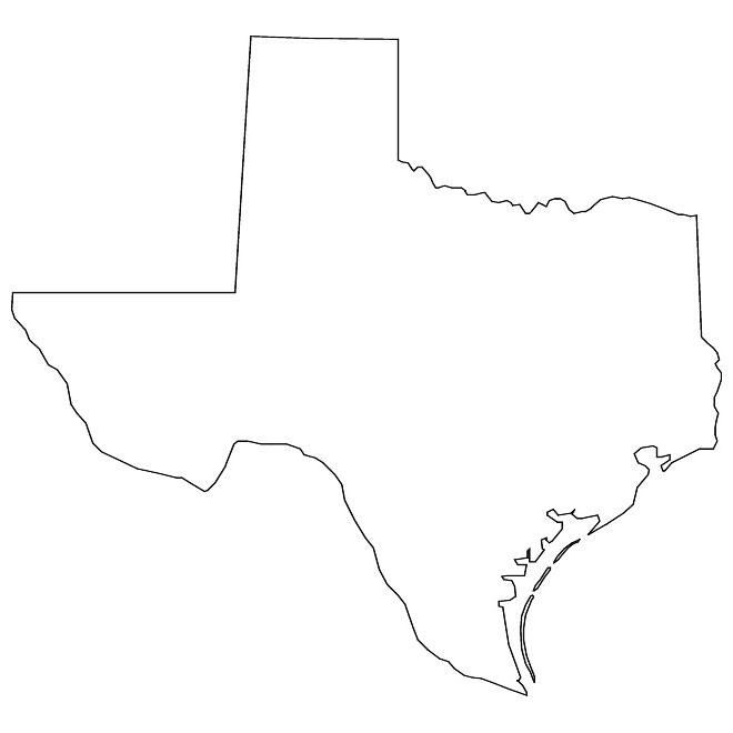 Outline vector map of Texas.