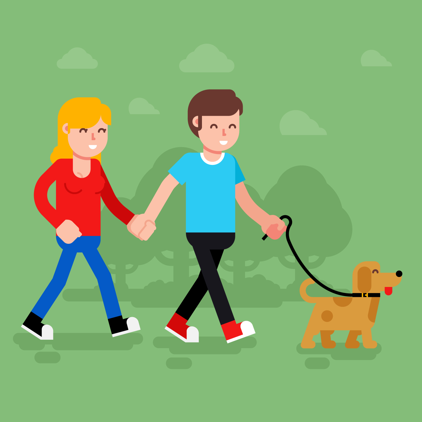 Man Walking Dog Free Vector Art.