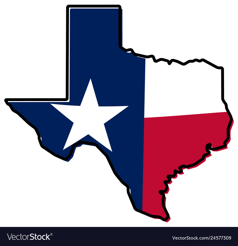 Simplified map of texas outline with slightly.