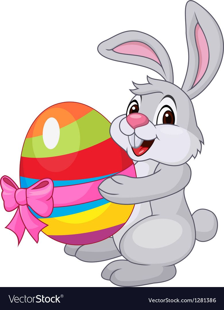 Cute rabbit cartoon holding easter egg Royalty Free Vector.