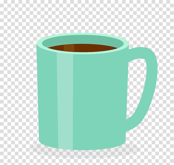 Green coffee mug illustration, Coffee cup Mug, Cup.