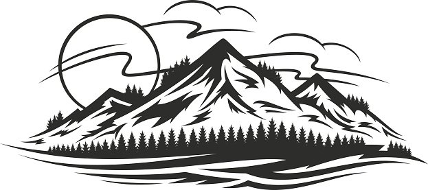 Vector mountain landscape Clipart Image.
