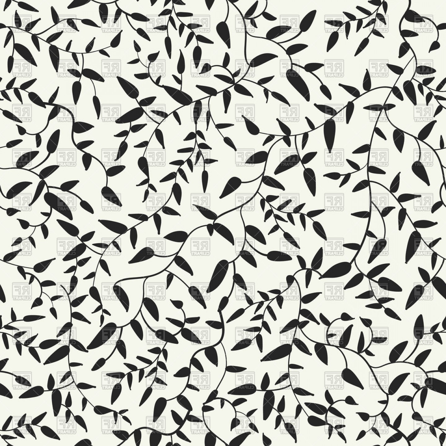 Seamless Pattern With Branches And Leaves Vector Clipart.