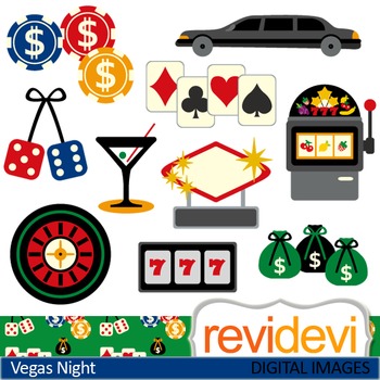 Clip art Vegas Night 07438 (chips, dice, limousine, jackpot) casino clipart.