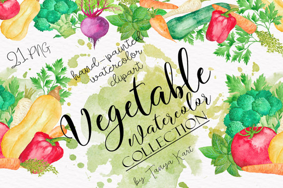 Vegetable Clipart, Tomato Clipart, Parsley, Pepper.