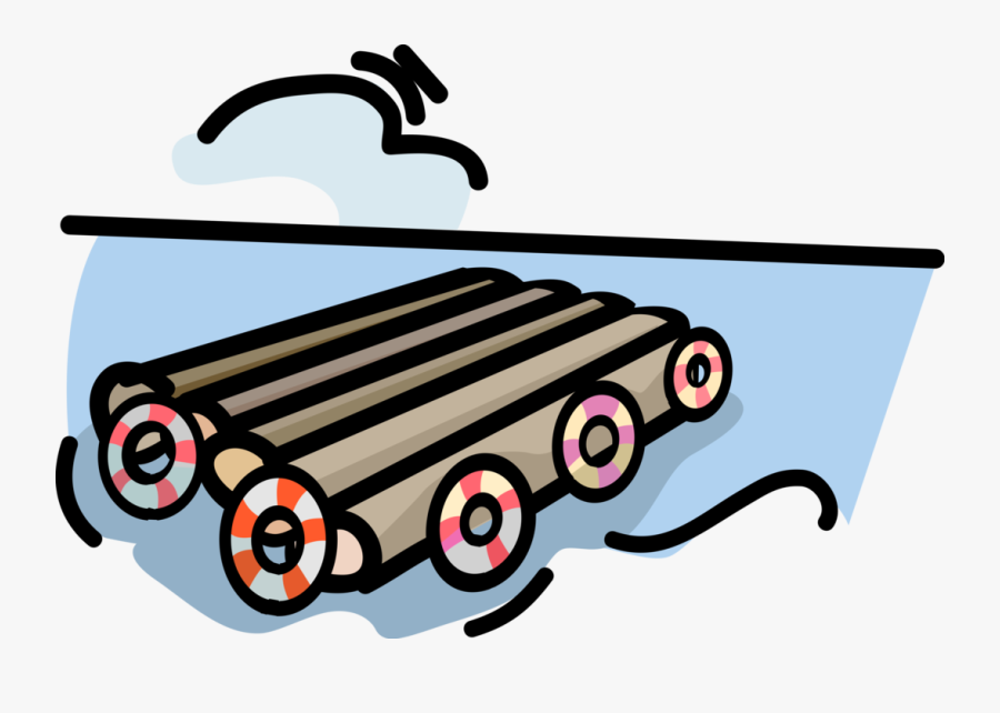 Vector Illustration Of Floating Log Raft Platform In , Free.