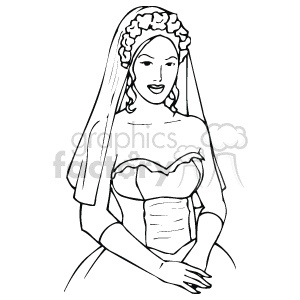 black outline of a bride clipart. Royalty.