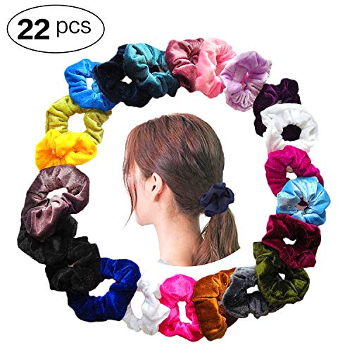 Bestland 22 Pcs Velvet Hair Scrunchies, Elastic Scrunchy Hair Ties No  Crease Ponytail Holder Ropes Hair Accessories for Women Girls, 20 Colors.