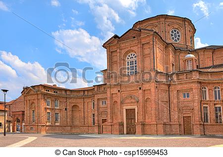 Stock Images of Brick church in Venaria Reale, Italy..