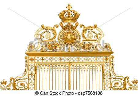 Pictures of Isolated golden gate fragment of Versailles king's.