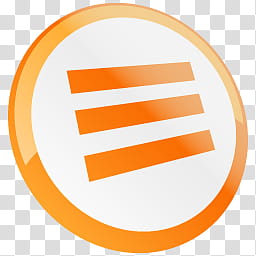 Dock icons, round orange and white horizontal line logo.