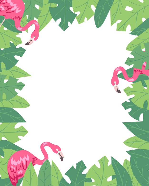 Flamingo vertical frame summer poster Vector.