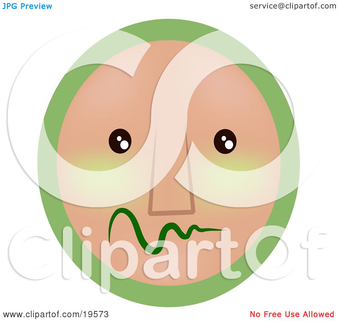 Clipart Illustration of a Very Shy Green And Tan Smiley Face.