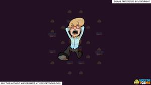 Clipart: A Very Anxious And Surprised Man Running Away on a Solid Purple  241023 Background.