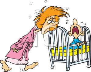 A Very Tired Mother Getting Her Screaming Baby From the Crib.